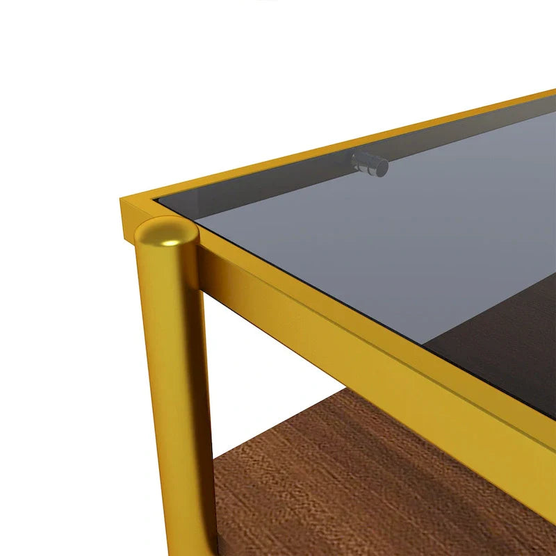 Modern Rectangular Coffee Table with Tempered Glass Surface for Living Room 17