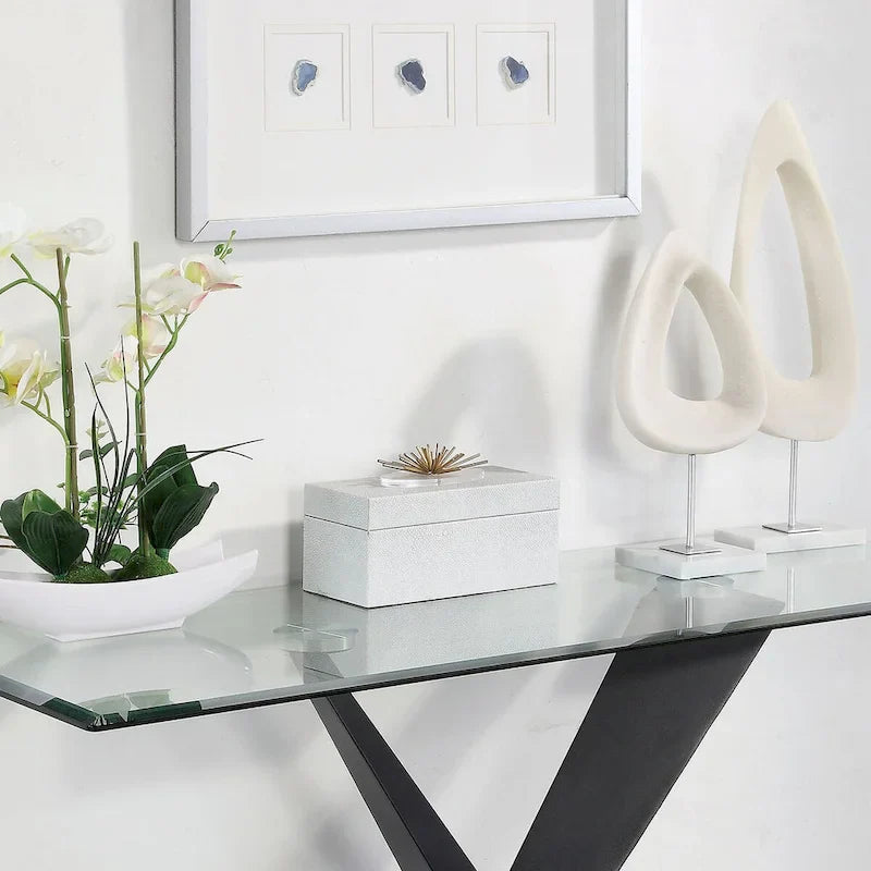 Furniture of America Gar Glam Black X-Base Glass-Top Sofa Table 2