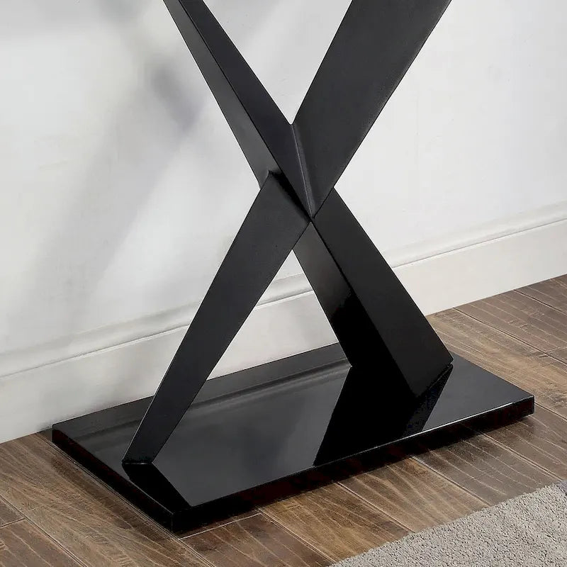 Furniture of America Gar Glam Black X-Base Glass-Top Sofa Table 3