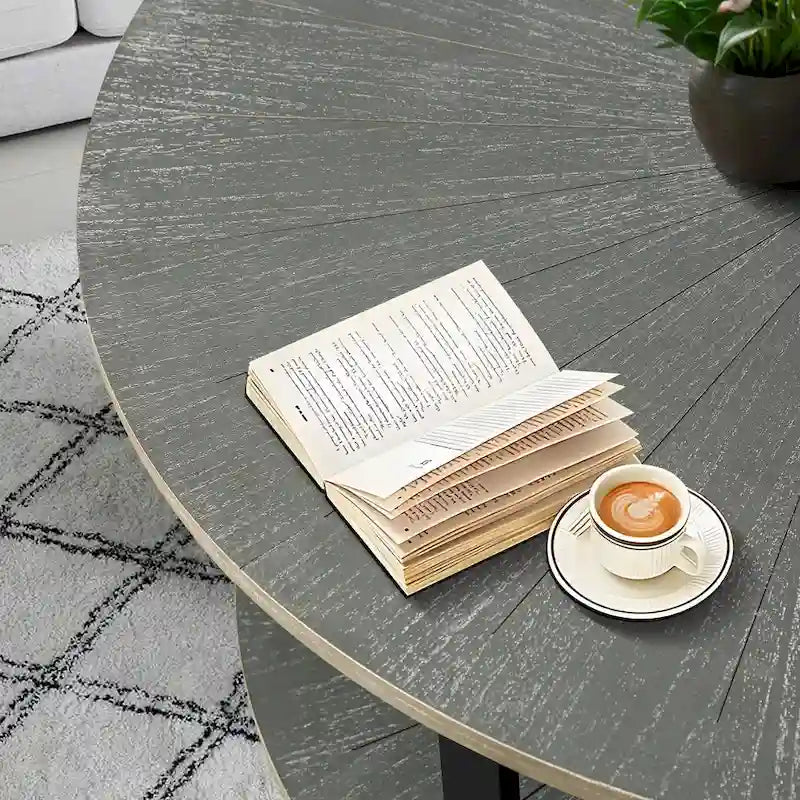 Two-Tier Round Coffee Table with Storage 11
