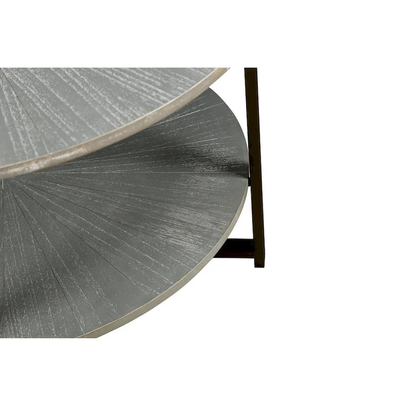 Two-Tier Round Coffee Table with Storage 12
