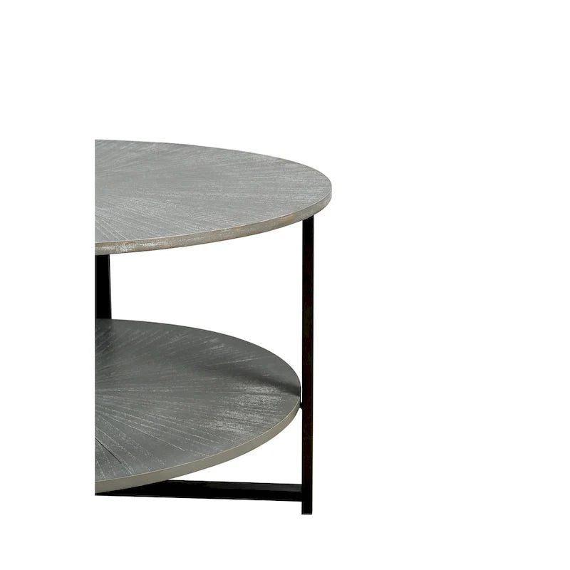 Two-Tier Round Coffee Table with Storage 17
