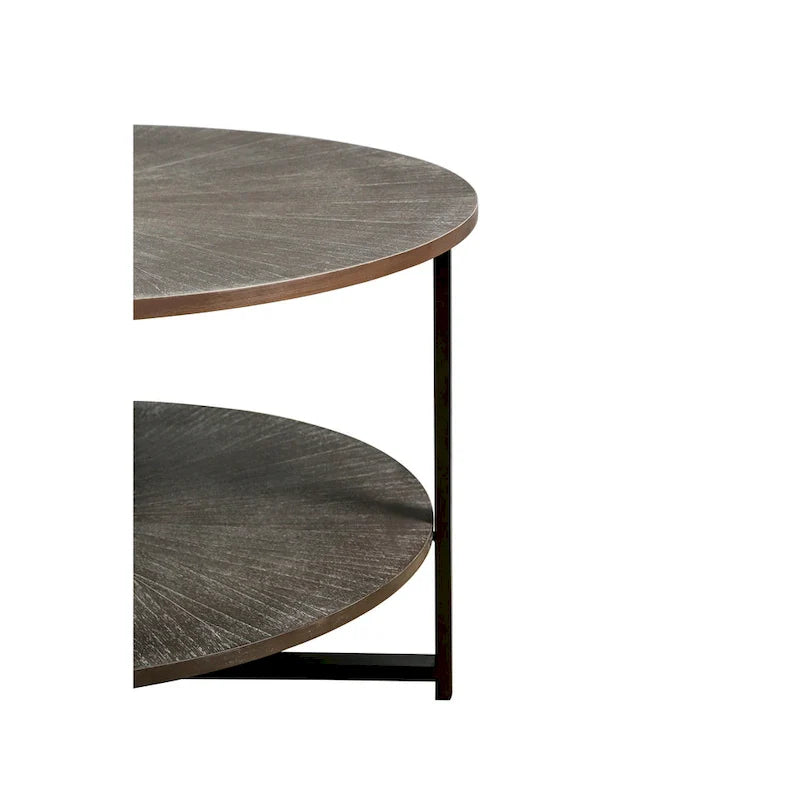 Two-Tier Round Coffee Table with Storage 20