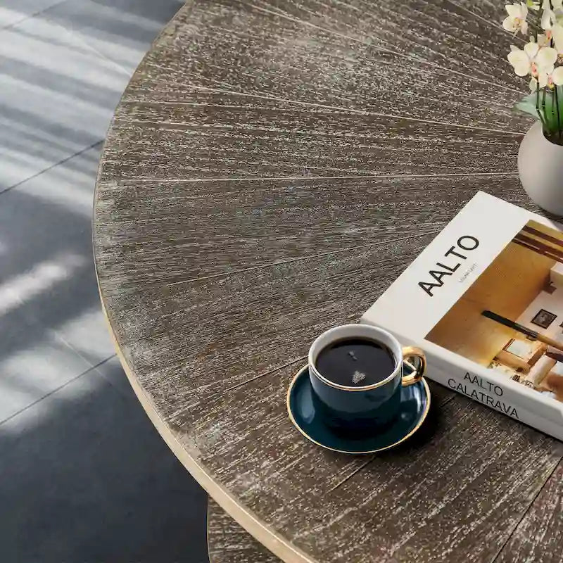 Two-Tier Round Coffee Table with Storage 26