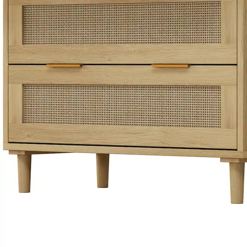 Oak Storage Cabinet with 3 Rattan Drawers - Dimensions: 31.5L x 15.55W x 30.12H 3