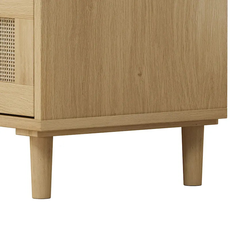 Oak Storage Cabinet with 3 Rattan Drawers - Dimensions: 31.5L x 15.55W x 30.12H 5