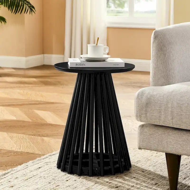 15.75-Inch Round Solid Wood Coffee Table - Minimalist End Table for Living Room 1