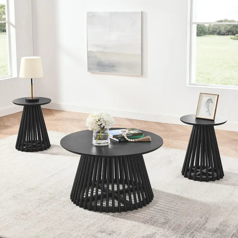 15.75-Inch Round Solid Wood Coffee Table - Minimalist End Table for Living Room 3