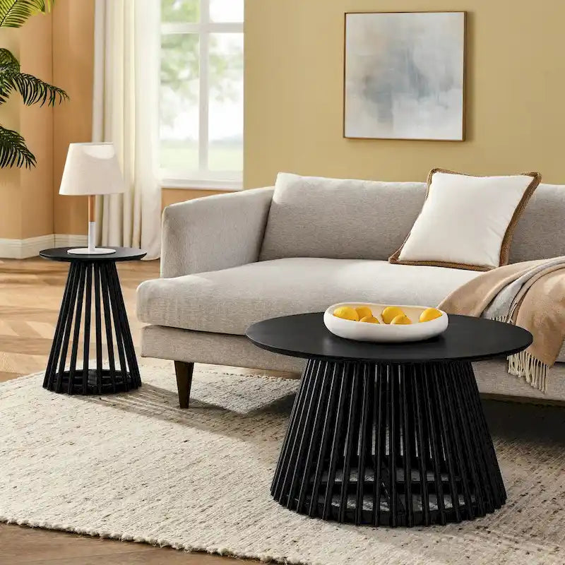 15.75-Inch Round Solid Wood Coffee Table - Minimalist End Table for Living Room 4