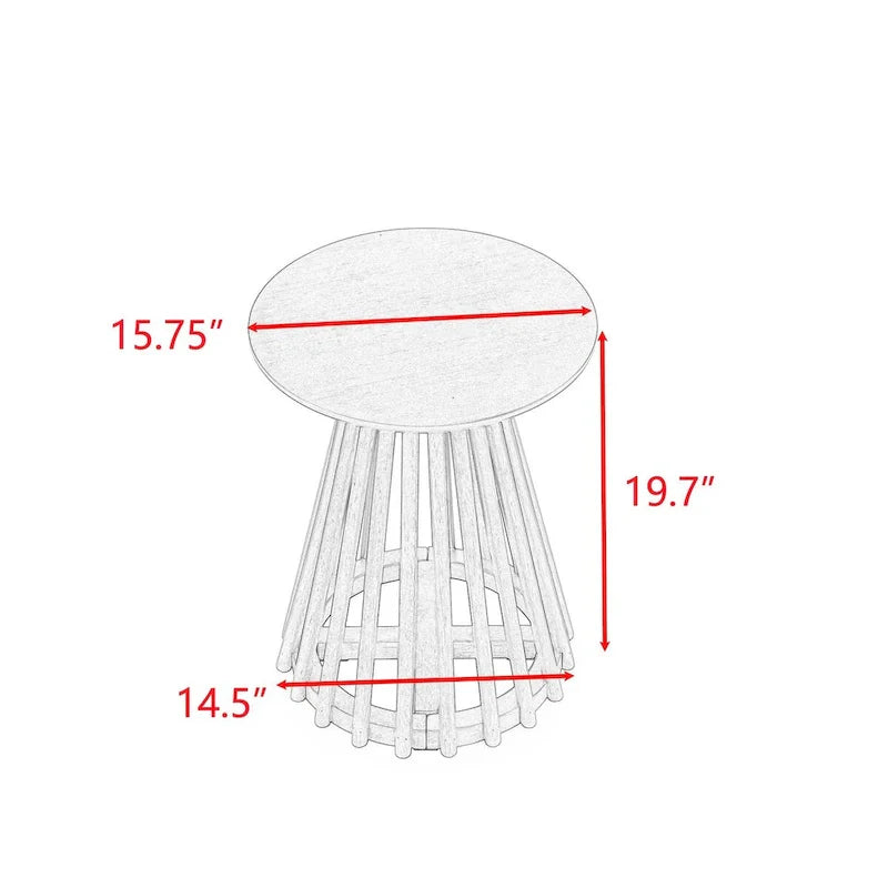 15.75-Inch Round Solid Wood Coffee Table - Minimalist End Table for Living Room 5