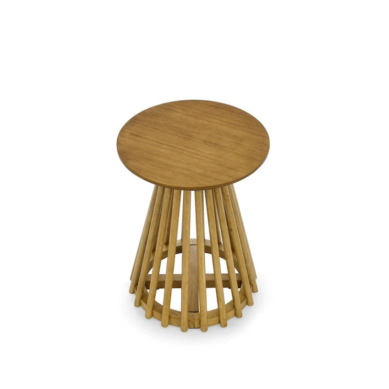15.75-Inch Round Solid Wood Coffee Table - Minimalist End Table for Living Room 11