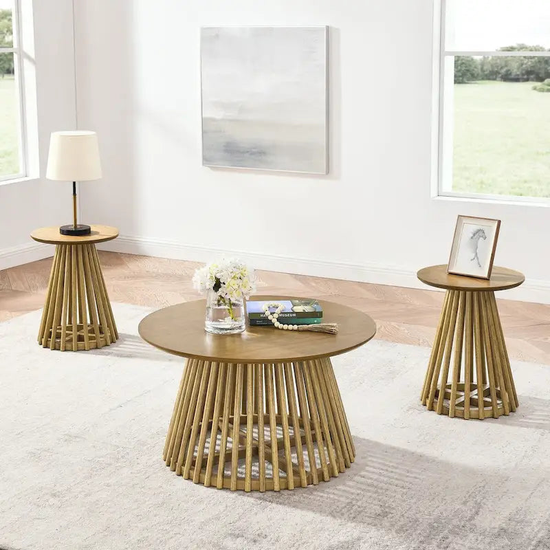 15.75-Inch Round Solid Wood Coffee Table - Minimalist End Table for Living Room 12