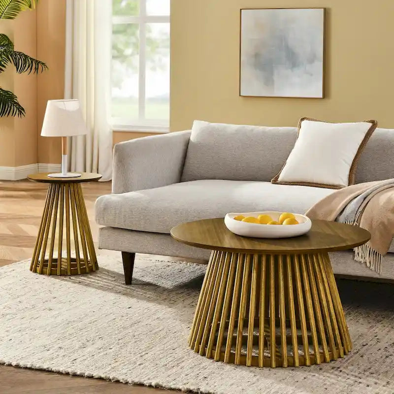 15.75-Inch Round Solid Wood Coffee Table - Minimalist End Table for Living Room 13