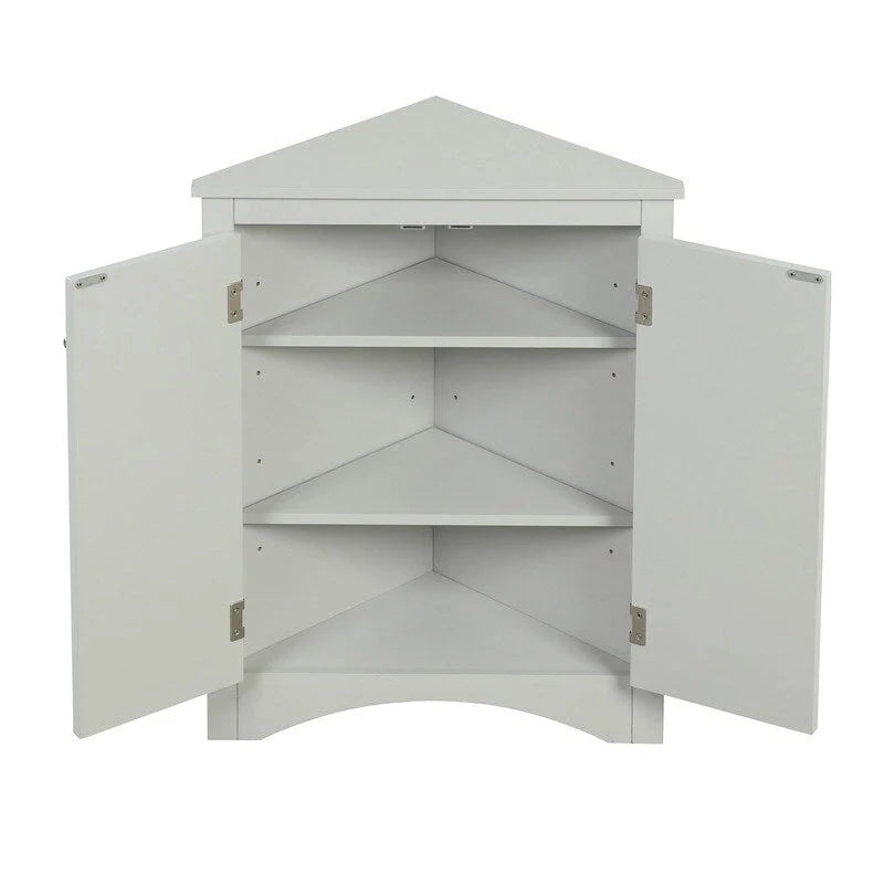 Freestanding Corner Triangle Bathroom Storage Cabinet with Adjustable Shelves - Versatile Accent Cabinet for Living Room 3