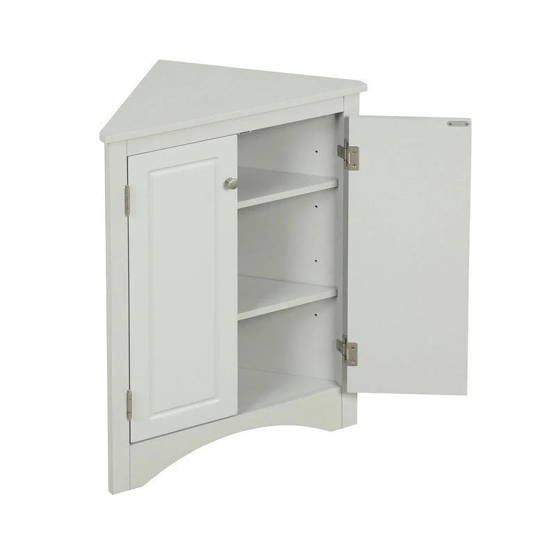 Freestanding Corner Triangle Bathroom Storage Cabinet with Adjustable Shelves - Versatile Accent Cabinet for Living Room 9