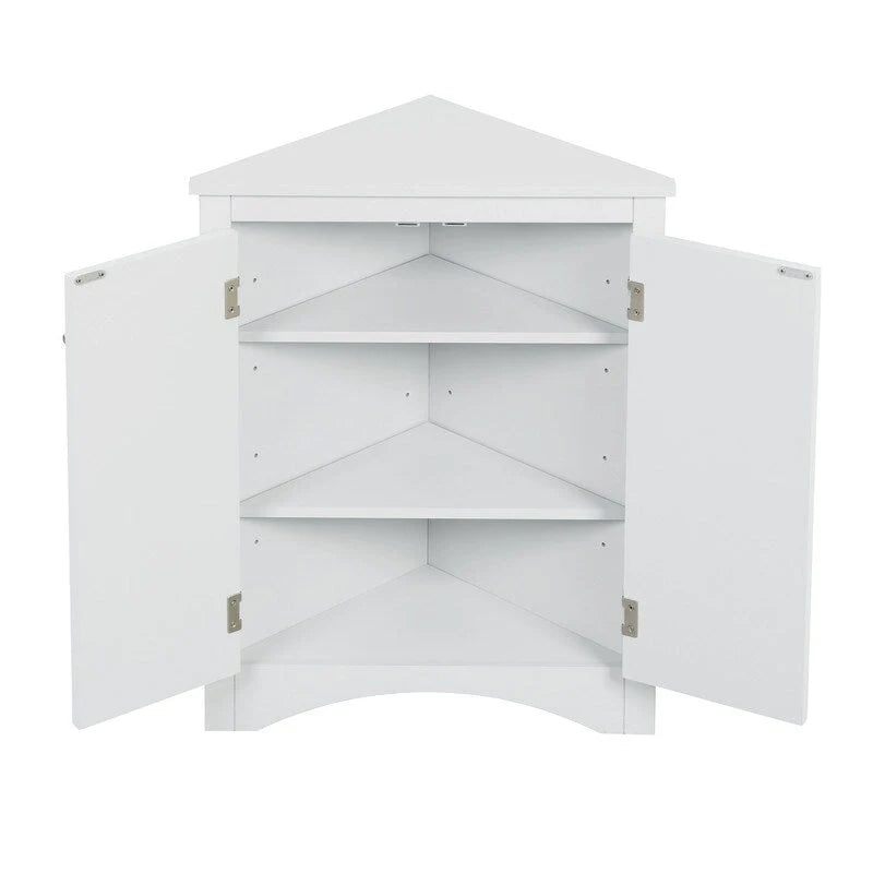 Freestanding Corner Triangle Bathroom Storage Cabinet with Adjustable Shelves - Versatile Accent Cabinet for Living Room 19