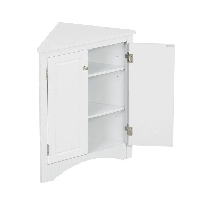 Freestanding Corner Triangle Bathroom Storage Cabinet with Adjustable Shelves - Versatile Accent Cabinet for Living Room 24
