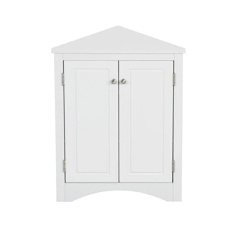 Freestanding Corner Triangle Bathroom Storage Cabinet with Adjustable Shelves - Versatile Accent Cabinet for Living Room 28