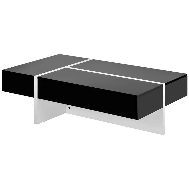 Contemporary Rectangular Coffee Table for Living Room - High Gloss Finish Cocktail Table, Ideal Centerpiece for Sofas 3