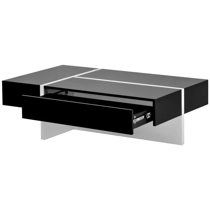 Contemporary Rectangular Coffee Table for Living Room - High Gloss Finish Cocktail Table, Ideal Centerpiece for Sofas 4