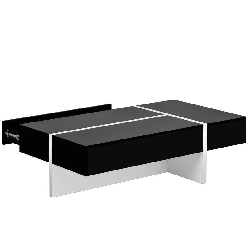 Contemporary Rectangular Coffee Table for Living Room - High Gloss Finish Cocktail Table, Ideal Centerpiece for Sofas 5