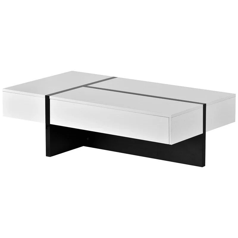 Contemporary Rectangular Coffee Table for Living Room - High Gloss Finish Cocktail Table, Ideal Centerpiece for Sofas 15