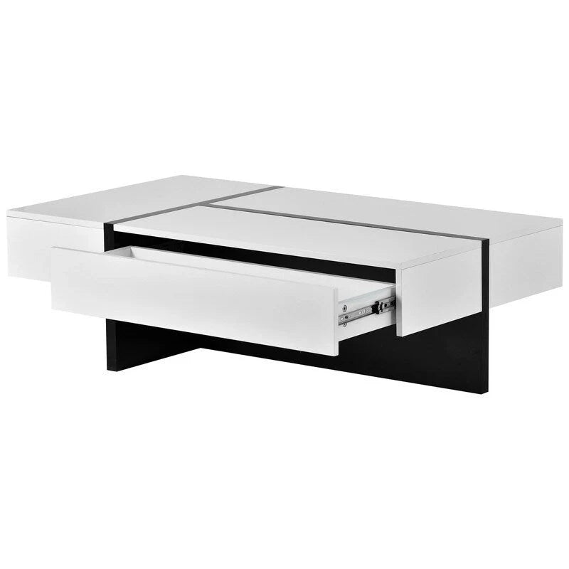 Contemporary Rectangular Coffee Table for Living Room - High Gloss Finish Cocktail Table, Ideal Centerpiece for Sofas 18