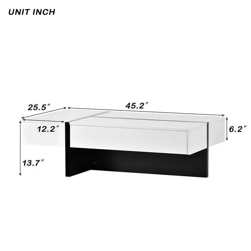 Contemporary Rectangular Coffee Table for Living Room - High Gloss Finish Cocktail Table, Ideal Centerpiece for Sofas 23