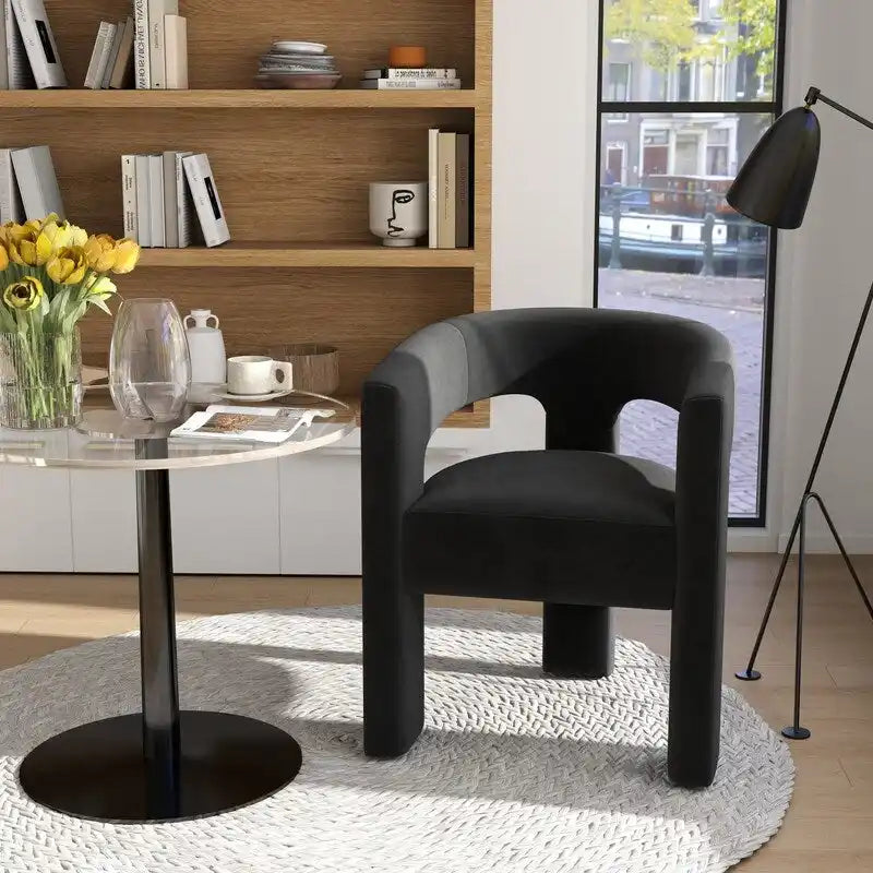 SEYNAR Contemporary Glam Velvet Dining Chair with Open-Back Design 35