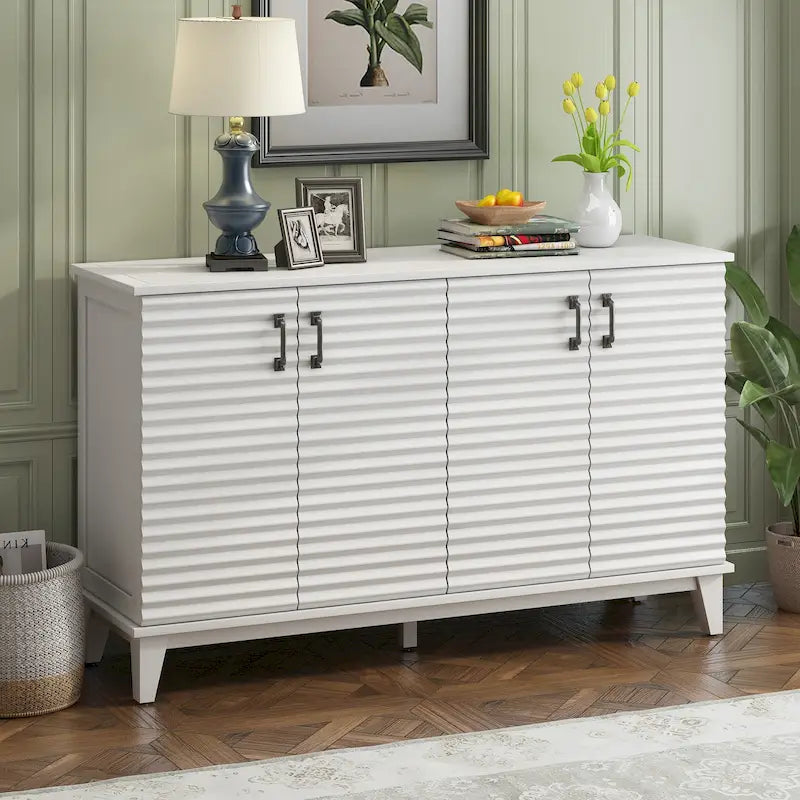 Large 4-Door Sideboard Buffet with Adjustable Shelves for Ample Storage 34