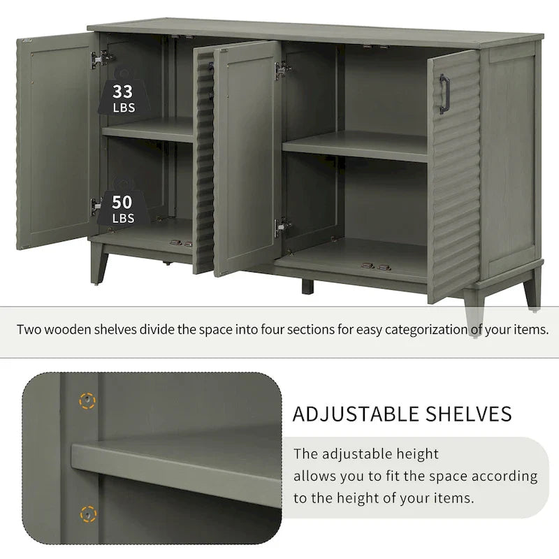 Large 4-Door Sideboard Buffet with Adjustable Shelves for Ample Storage 9