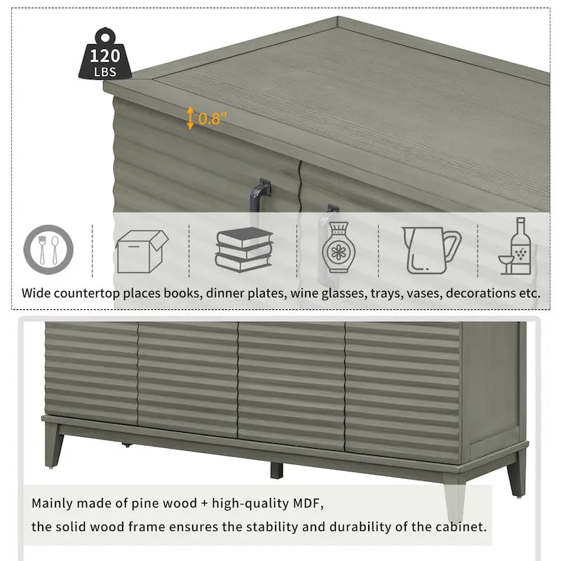 Large 4-Door Sideboard Buffet with Adjustable Shelves for Ample Storage 10