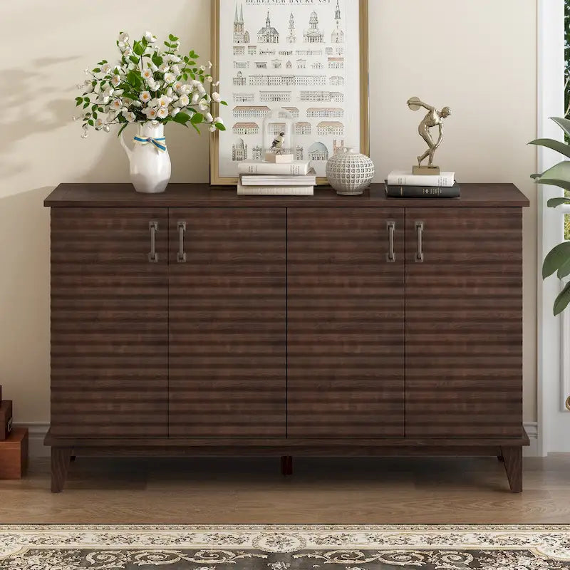 Large 4-Door Sideboard Buffet with Adjustable Shelves for Ample Storage 12
