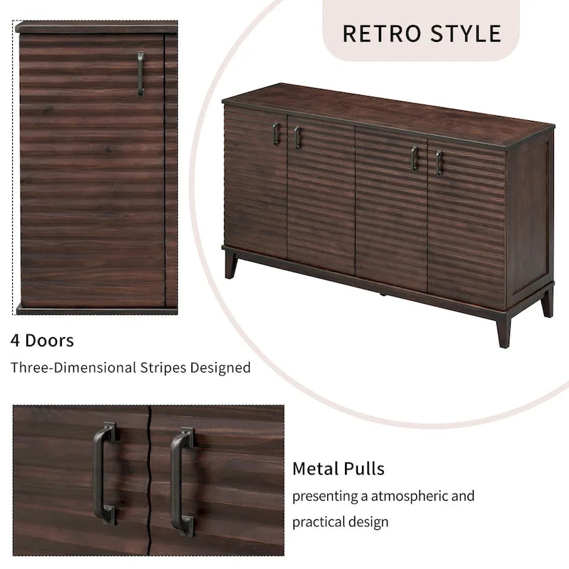 Large 4-Door Sideboard Buffet with Adjustable Shelves for Ample Storage 15