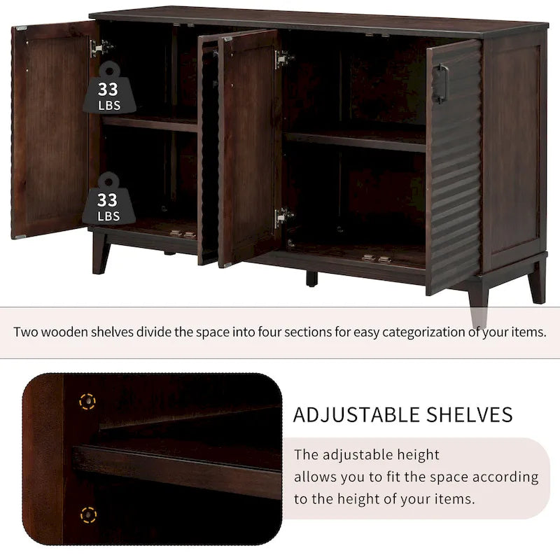 Large 4-Door Sideboard Buffet with Adjustable Shelves for Ample Storage 16