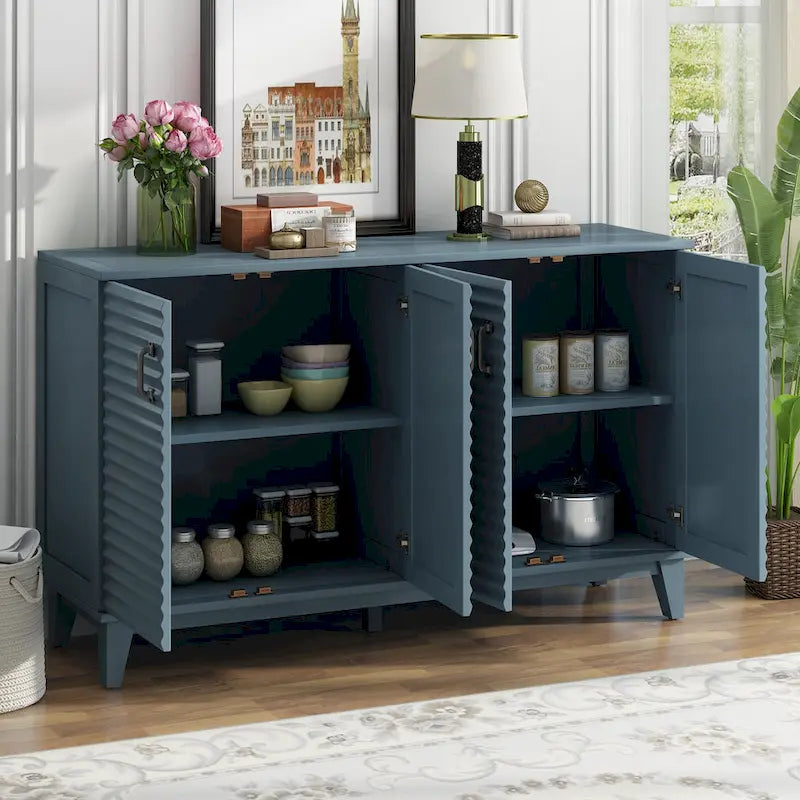 Large 4-Door Sideboard Buffet with Adjustable Shelves for Ample Storage 20