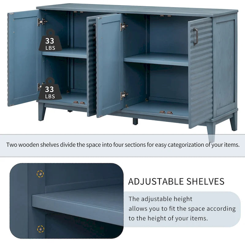 Large 4-Door Sideboard Buffet with Adjustable Shelves for Ample Storage 23