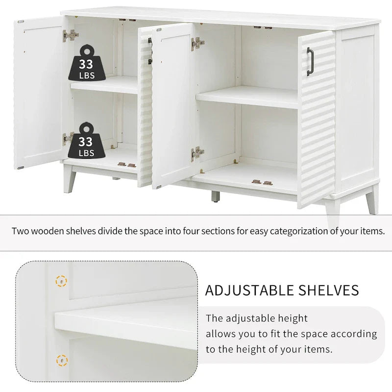 Large 4-Door Sideboard Buffet with Adjustable Shelves for Ample Storage 30