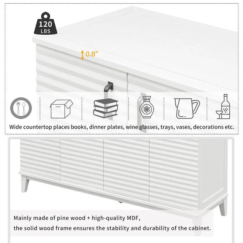 Large 4-Door Sideboard Buffet with Adjustable Shelves for Ample Storage 31