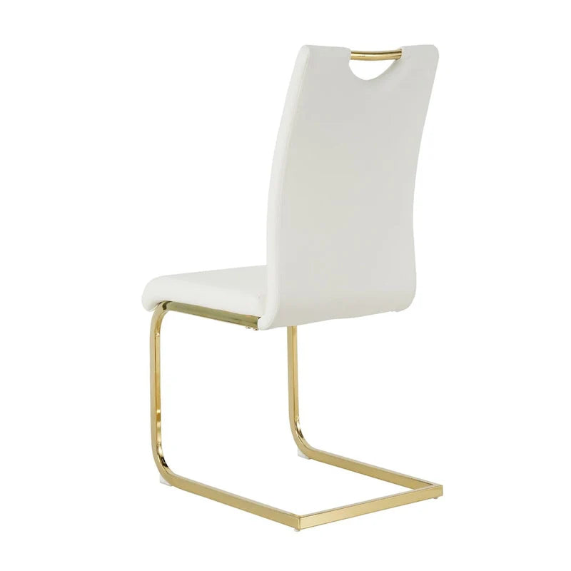 4-Piece Modern Faux Leather Dining Chair Set with Gold Metal Legs and Padded Seats 9