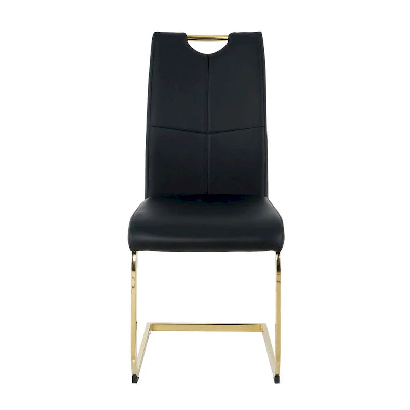 4-Piece Modern Faux Leather Dining Chair Set with Gold Metal Legs and Padded Seats 15