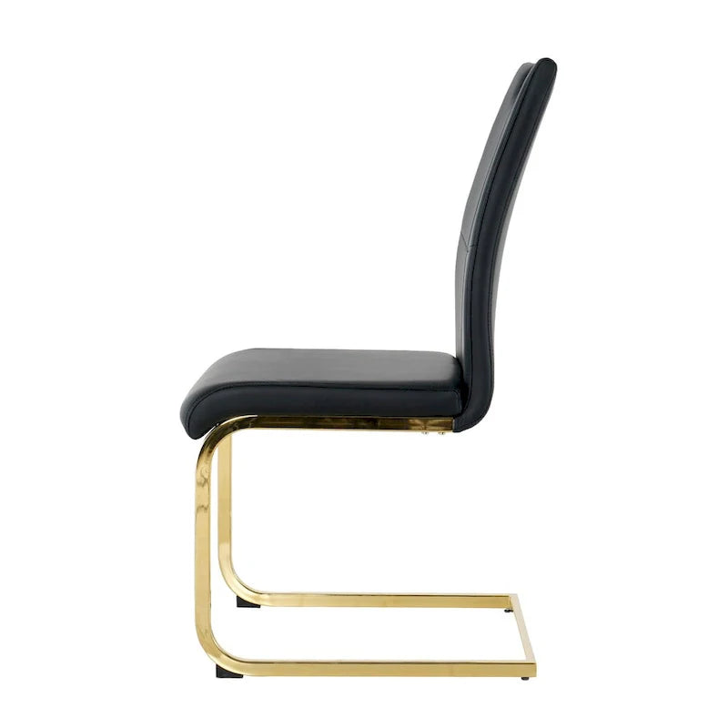 4-Piece Modern Faux Leather Dining Chair Set with Gold Metal Legs and Padded Seats 16