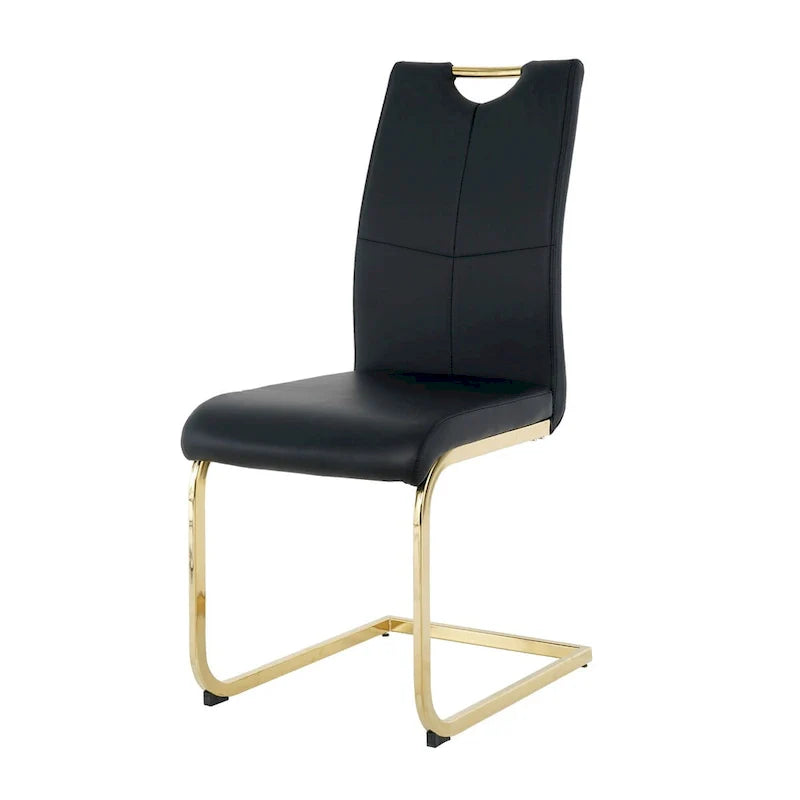 4-Piece Modern Faux Leather Dining Chair Set with Gold Metal Legs and Padded Seats 17