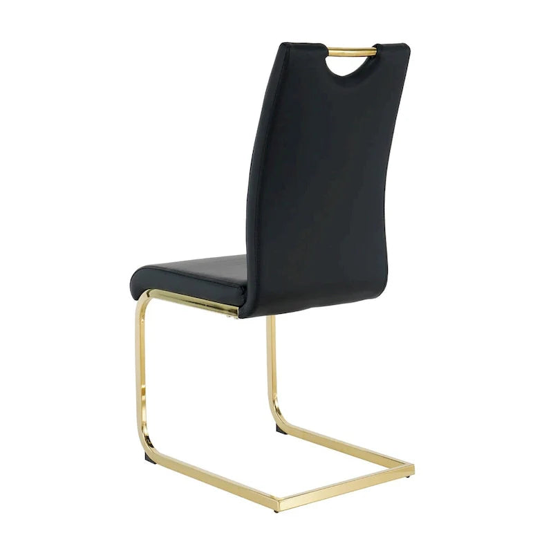4-Piece Modern Faux Leather Dining Chair Set with Gold Metal Legs and Padded Seats 18