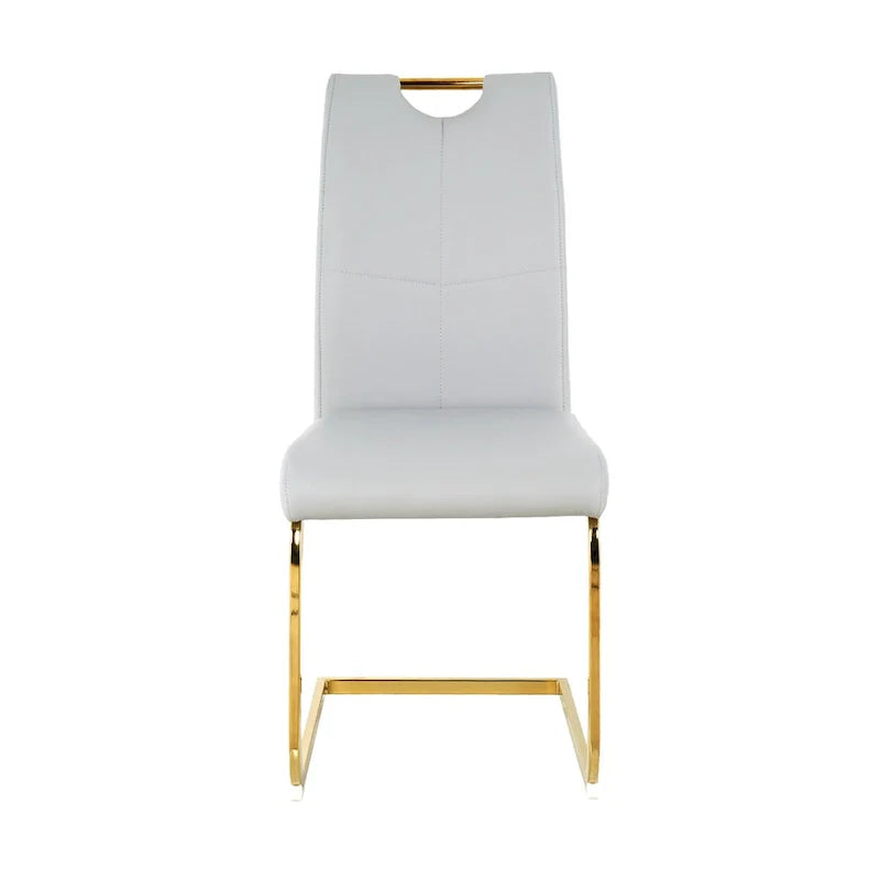 4-Piece Modern Faux Leather Dining Chair Set with Gold Metal Legs and Padded Seats 24