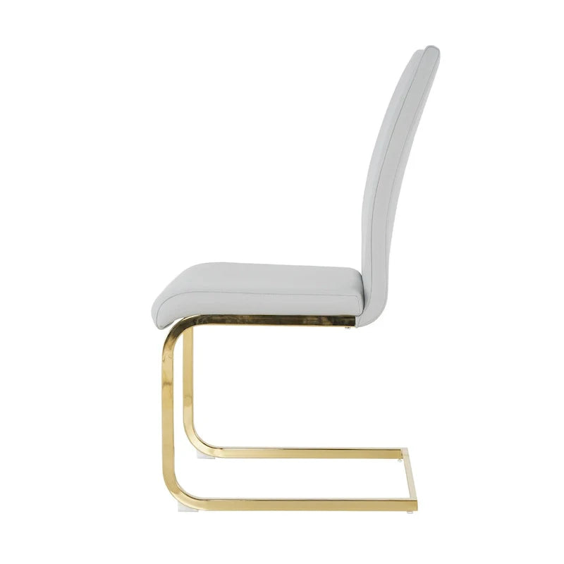 4-Piece Modern Faux Leather Dining Chair Set with Gold Metal Legs and Padded Seats 25