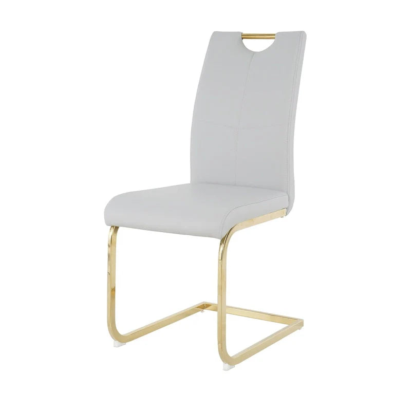 4-Piece Modern Faux Leather Dining Chair Set with Gold Metal Legs and Padded Seats 26
