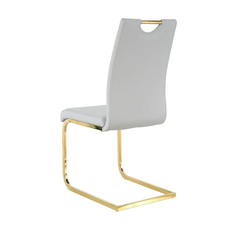4-Piece Modern Faux Leather Dining Chair Set with Gold Metal Legs and Padded Seats 27