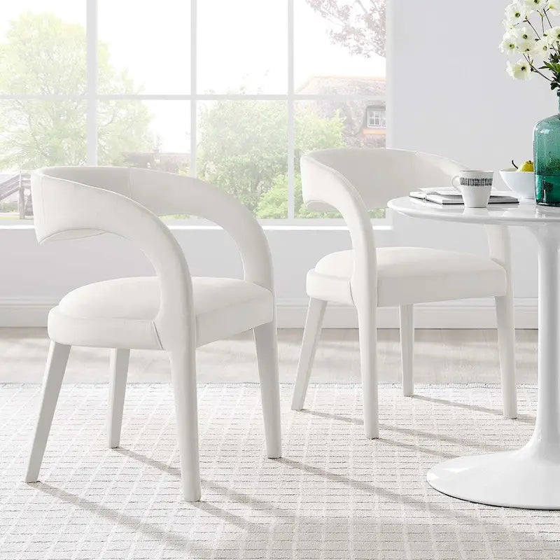 Set of 2 Modern Velvet Dining Chairs Curved Back Upholstered Accent Chairs 38