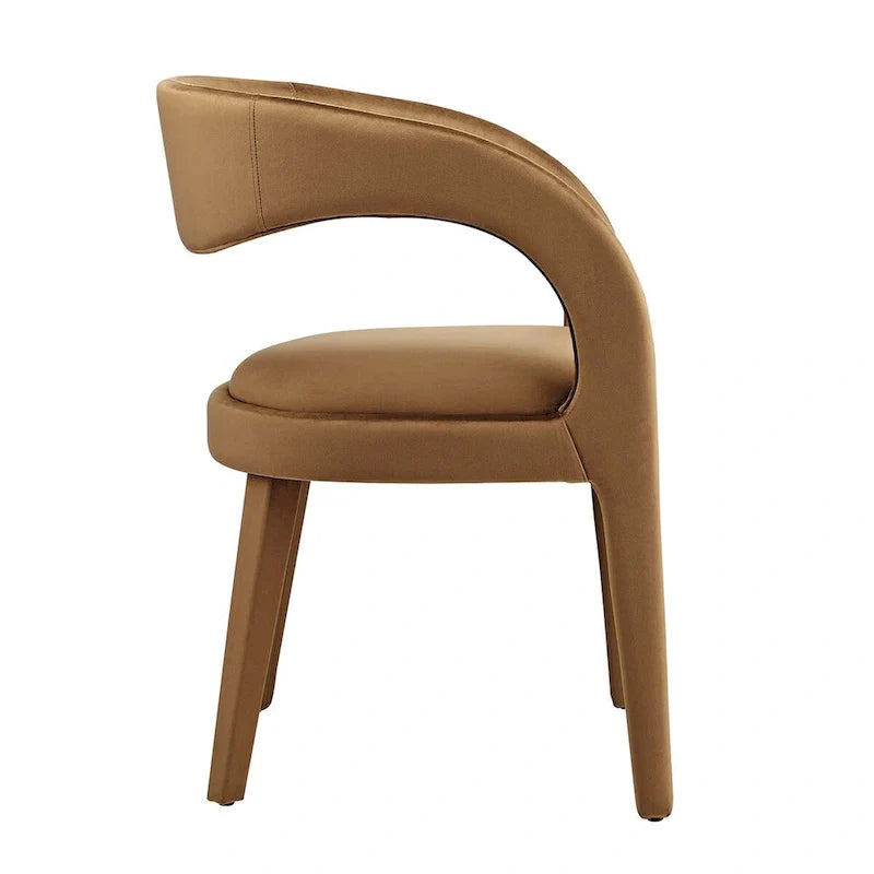 Set of 2 Modern Velvet Dining Chairs Curved Back Upholstered Accent Chairs 3